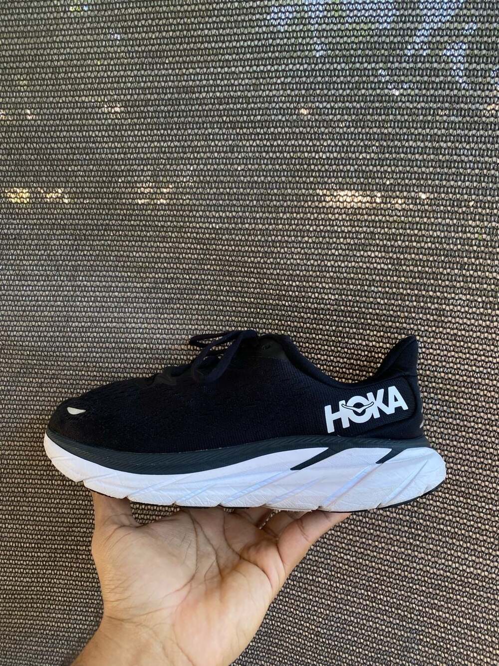 HOKA Women's Clifton 8 Wide Running Shoes Black White Size 8D